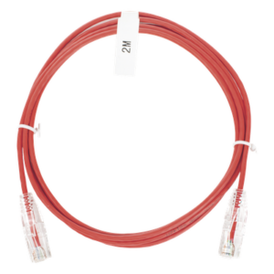 LINKEDPRO BY EPCOM LP-UT6-200-RD-28 – Cable de Parcheo Slim UTP Cat6 / 2 m (6.56 ft) / 28 AWG / RJ45 Chapado en Oro / Rojo