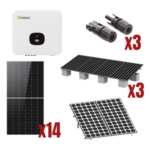 GROWATT MIN8000KIT1 – Kit Solar de Interconexión a Red / 8 kW / 220 Vca / Inversor Monofásico / 14 Módulos Fotovoltaicos 645 W / Montaje para 6 Módulos