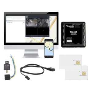 RUPTELA TRACE5KIT3 – Kit de Localizador Vehicular 2G y 4G / Rastreo en tiempo real / Detección de Jammer / Registro de conductores / Control de temperatura y combustible / Relay + Botón de pánico + SIM 500MB 2 años