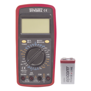 PRECISION DT9205AKIT – Multímetro Digital / Pantalla LCD 67 x 42 mm / 1999 Recuentos / 600V CC/CA CAT II / Corriente 10A / Resistencia 200 MΩ / Prueba HFE Transistores