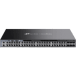 TP-LINK SG6654X – Switch Gestionable L3 / 48 Puertos Gigabit / 6 Slots SFP+ 10G / Capacidad 216 Gbps / Apilamiento 8 Unidades / Fuentes Redundantes