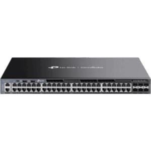 TP-LINK SG6654X – Switch Gestionable L3 / 48 Puertos Gigabit / 6 Slots SFP+ 10G / Capacidad 216 Gbps / Apilamiento 8 Unidades / Fuentes Redundantes