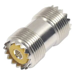 RF INDUSTRIES,LTD RFU-536 – Adaptador Coaxial Barril / UHF Hembra SO-239 a UHF Hembra SO-239 / Montaje en Línea / Cuerpo Bronce Niquelado / Contacto Plateado