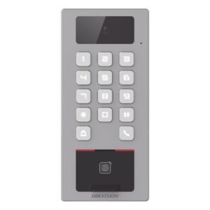 HIKVISION DS-K1T502DBFWX-C-E1 – Terminal de Control de Acceso / Videoportero Multiapartamento / 2 Megapixel / IP65 & IK09 / 10,000 Huellas / 100,000 Tarjetas / PoE / 2 Relays / Wi-Fi