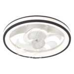 JWJ JLV-014 – Ventilador de Techo con Luminario LED / 110 V CA 50/60 Hz / 88 W / 4500 Lm / 2700-4000-6500 K / 6 Velocidades / Dimeable / 501 mm (1.64 ft) / Blanco y Negro