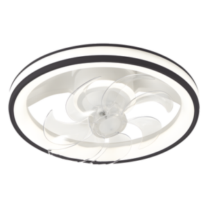 JWJ JLV-014 – Ventilador de Techo con Luminario LED / 110 V CA 50/60 Hz / 88 W / 4500 Lm / 2700-4000-6500 K / 6 Velocidades / Dimeable / 501 mm (1.64 ft) / Blanco y Negro