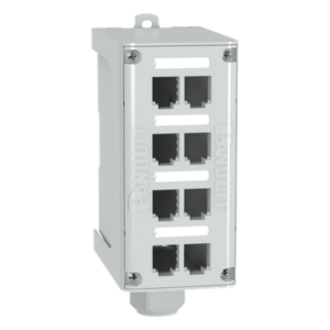 PANDUIT FDME8RG – Panel de Parcheo Modular para Fibra Óptica, de Instalación en Riel DIN Estándar de 35mm, 8 Puertos Mini-Com, Color Gris