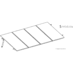 BASEL KITBASEL1X5 – Estructura de Montaje Fotovoltaico / Losa Plana / Configuración 1x3 / Viento 170 km/h / Inclinación 10° / Rieles E-O 3.55 m (11.65 ft) / Rieles N-S 2.14 m (7.02 ft) / Altura 0.52 m (1.71 ft) / Área 10 m² / Módulos 645