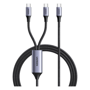 UGREEN 35087 – Cable USB-C a Y / 100W / PD3.0 / QC4.0 / 1.5 m (4.9 ft) / Nylon Trenzado / Aluminio