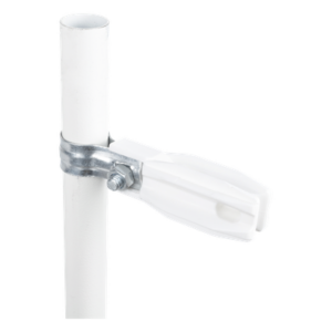 SFIRE SFABRAZADERA1PW – Aislador de Paso o Esquina / Abrazadera 1" (25 mm) / Resina Virgen 100% / Acero Galvanizado / Protección UV / Bolsa 100 Unidades