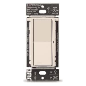 LUTRON ELECTRONICS DVRF5NSLA – Interruptor Inteligente On/Off / 5 A / 120 V / Single-Pole o Multi-Ubicación / Requiere Neutro / Caseta Wireless