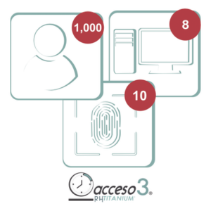 ACCESSPRO TITANIUMIII-3A – Licencia Software de Control de Asistencia / 1000 Empleados / 10 Relojes Checadores / 10 Estaciones de Trabajo / Vigencia 3 Años