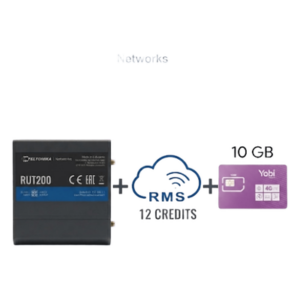 TELTONIKA RUT200+1YRMS+10GBYOBI – Router Teltonika LTE/4G RUT200 + 12 creditos RMS + SIM de YOBI de 10GB por Mes durante un año de servicio (solo datos)