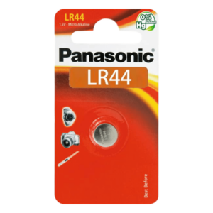 PANASONIC LR44PL – Batería Alcalina de Botón / 1.5 V / 110 mAh / LR44 / Acero Inoxidable Semihermético
