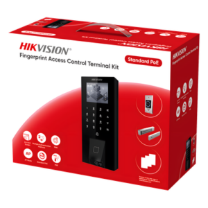 HIKVISION DS-KAS807 – Kit Terminal Control Acceso Biométrico / Huella Digital y QR / 2.4" LCD / 5000 Huellas + 5000 Tarjetas / IP65 / Wi-Fi + PoE / Cerradura Magnética 272 kg (600 lbs)
