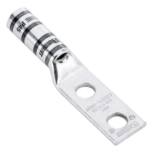 PANDUIT LCC6-12W-L – Terminal de Compresión / Calibre 6 AWG / Doble Orificio 1/2 pulg / Espaciado 44.5 mm (1.75 pulg) / Mirilla de Verificación / 1 Pieza