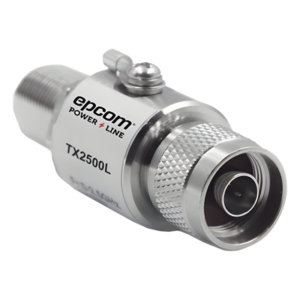 EPCOM POWERLINE TX-2500-L – Protector de Línea Coaxial, tipo tubo de gas y paso de C.D., para 0-2.5 GHz, 750W y 0.2 dB de Perdida por Inserción