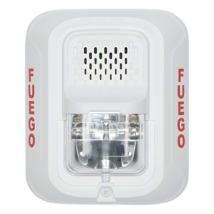 SYSTEM SENSOR P2WL-SP – Sirena con Lámpara Estroboscópica a 2 Hilos, Montaje en Pared, Color Blanco, Configuración Estroboscópica Seleccionable y Texto en Español, Nuevo Diseño Moderno y Elegante y Menor Consumo de Corriente