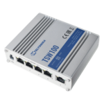 TELTONIKA TSW100 – Switch Industrial No-Administrable / 5 Puertos Gigabit / 4 Puertos PoE+ 802.3af/at / 120W Total / -40°C a 75°C / Riel DIN / 115x32x95 mm (4.5x1.3x3.7 in)