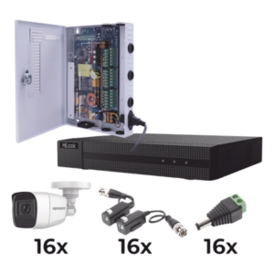 EPCOM PROFESSIONAL KESTX8T16BGP/A – Kit de Videovigilancia TurboHD / DVR 16 Canales / 16 Cámaras Bala 1080p / Audio por Coaxitron / IR 25 m (82 ft) / Fuente de Poder 20A