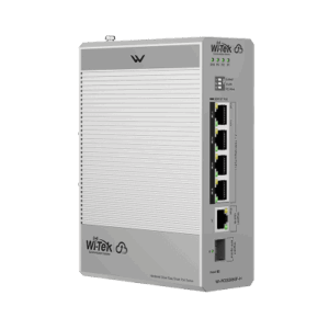 WI-TEK WI-PCES306GF-H – Switch Industrial PoE / 4 Puertos Gigabit PoE++ (802.3bt) 90W / 1 Puerto Gigabit + 1 SFP / Fanless / DIN-Rail / -30°C a 65°C / Presupuesto PoE 55W-300W