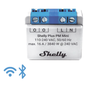 SHELLY SHELLYPLUSPMMINI – Medidor de Potencia Inteligente Wi-Fi / 1 Canal / 16 A / 2.4 GHz / Diseño Ultracompacto / Medición sin Hub