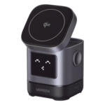UGREEN 45775 – Cargador Inalámbrico / Qi2 15W / Triple Carga Simultánea / Pantalla Inteligente / 25W Total / USB-C 5W para Apple Watch