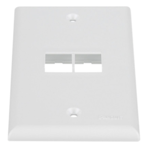 PANDUIT NK2FNWH – Placa de Pared Vertical / 2 Puertos Keystone / Montaje Vertical / 69.8 x 114.3 mm / 2.75 x 4.5 pulg. / Blanco