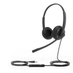YEALINK UH34-DUAL-TEAMS – Auriculares USB Profesionales / Binaurales / Cancelación de Ruido Pasivo / USB-A Plug-and-Play / Indicador LED de Ocupado / Certificación Microsoft Teams