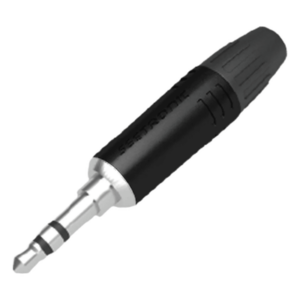 SEETRONIC M2TP3C-B – Conector Estéreo Macho 3.5 mm / Carcasa Cromada Negra / Contacto Niquelado / Cable OD 2-4.5 mm