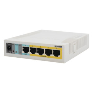 MIKROTIK RB260GSP – Switch PoE pasivo / 5 puertos Gigabit + 1 SFP / 11-30V / -20°C a 70°C / 4.4x5.5x1.1 pulgadas