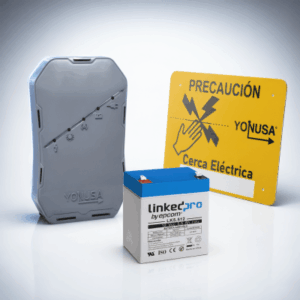 YONUSA SYSNGHS-KIT – Energizador Perimetral / 12,000 V / 0.5 Joules / 500 m (1640 ft) Lineales / Batería de Respaldo 4 Días / Control RF 433 MHz