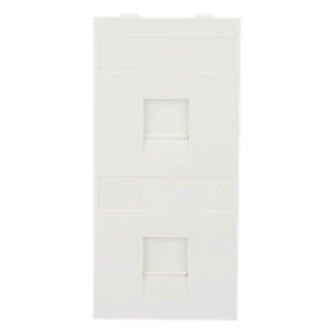 SIMON SM-FP-2-KEY – Placa Plana de Voz y Datos / Guardapolvo Integrado / 2 Puertos Keystone / Perfil 5 mm / 108 × 52 mm / 4.25 × 2.05 pulgadas / Color Blanco