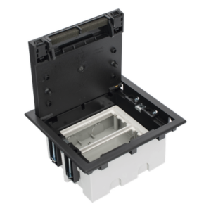 SIMON SM-CPF-2 – Caja de Piso Falso / 2 Módulos Dobles / Profundidad Ajustable 90-120 mm (3.54-4.72 in) / Tapa Embellecedor / IK08 / +125 °C