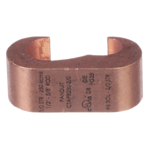 PANDUIT CTAPR2-2-L – Conector de Puesta a Tierra Estilo E / Conductor Cobre 6-2 AWG / Varilla 1/4" (6.4 mm) / Cobre Alta Conductividad / 0.75" (19.1 mm) Longitud
