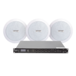 EPCOM PROAUDIO SF120DTB/3CS – Kit de Amplificador de 120W RMS para Rack / Salida 100V/4Ω / 3 Altavoces de Plafón Coaxiales 5.5" / Sistema 70/100V / Bluetooth, MP3, USB, FM / 4 Entradas de Micrófono / Resistente a Humedad