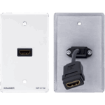 KRAMER WP-H1M(WP-HDMI1M)/US(W) – Placa de Pared HDMI Pasiva / Conexión Frontal y Trasera / Cable Plano Flexible / Formato US / Blanco