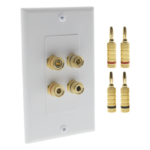 EPCOM PROAUDIO EPWP2SKIT – Placa de Pared para Altavoz / 2 Altavoces / 4 Postes Banana / Conectores Chapados en Oro / 75 x 115 x 15 mm / Sin Soldadura