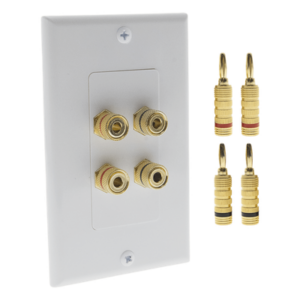 EPCOM PROAUDIO EPWP2SKIT – Placa de Pared para Altavoz / 2 Altavoces / 4 Postes Banana / Conectores Chapados en Oro / 75 x 115 x 15 mm / Sin Soldadura