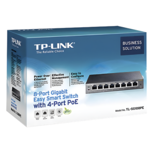 TP-LINK TL-SG108PE – Switch PoE Easy Smart / 8 puertos Gigabit / 4 puertos PoE 802.3af / 55 W total / 11.9 Mpps