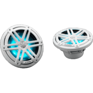 JL AUDIO 10-03069-00 – Bocinas Náuticas / 7.7" / Coaxial / 70 W RMS / LED RGB / Rejilla Deportiva Blanca / 4 Ω / Respuesta 45 Hz-25 kHz / Polipropileno Relleno de Mica / Tweeter de Cúpula de Seda