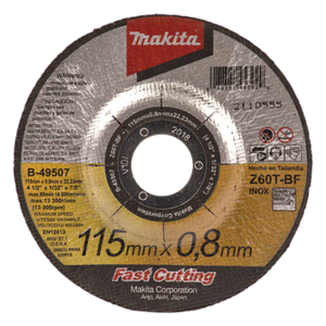 MAKITA B49507 – Disco de Corte / 4 1/2 pulgadas / Acero Inoxidable y Acero / Eje 7/8 pulgadas / Corte Rápido