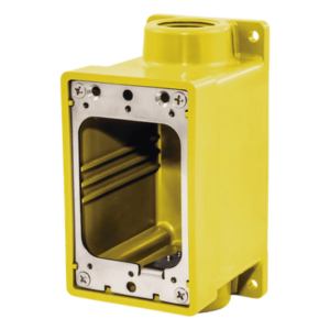 HUBBELL HUB-HBL-60CM-83A – Caja Hermética / IP69K / 2 Entradas 3/4" NPT / Amarillo / Serie FD