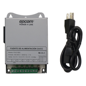 EPCOM POWERLINE PL-4C-15DC – Fuente de Poder Metálica / 4 Canales / Voltaje Ajustable 12/13.5/15 Vcc / 4 A / 48 W / Montaje en Pared