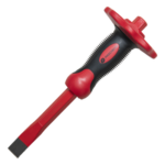 PRECISION PST-H04-003 – Cincel de Punta Plana / 19x16x250 mm / Protección para Manos / Acero Cr-V Forjado / Empuñadura PP+TPR