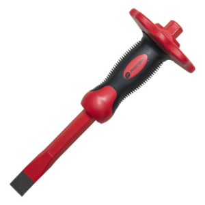 PRECISION PST-H04-003 – Cincel de Punta Plana / 19x16x250 mm / Protección para Manos / Acero Cr-V Forjado / Empuñadura PP+TPR