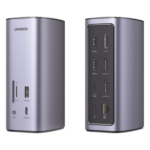 UGREEN 90325 – Docking Station USB-C 12 en 1 / 8K HDMI / 4K DisplayPort / USB 3.2 Gen 2 10Gbps / Gigabit Ethernet / Lector SD+MicroSD / Audio 3.5mm / PD 100W