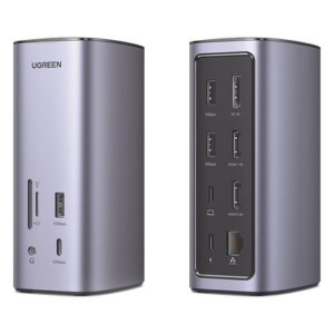 UGREEN 90325 – Docking Station USB-C 12 en 1 / 8K HDMI / 4K DisplayPort / USB 3.2 Gen 2 10Gbps / Gigabit Ethernet / Lector SD+MicroSD / Audio 3.5mm / PD 100W
