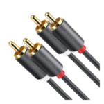 UGREEN 10519 – Cable de Audio 2 RCA Macho a 2 RCA Macho / 3 Metros (9.84 Pies) / Cobre Sin Oxígeno / Conectores Chapados en Oro 24K / Doble Blindaje / Color Negro