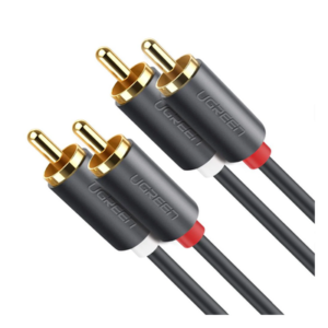 UGREEN 10519 – Cable de Audio 2 RCA Macho a 2 RCA Macho / 3 Metros (9.84 Pies) / Cobre Sin Oxígeno / Conectores Chapados en Oro 24K / Doble Blindaje / Color Negro